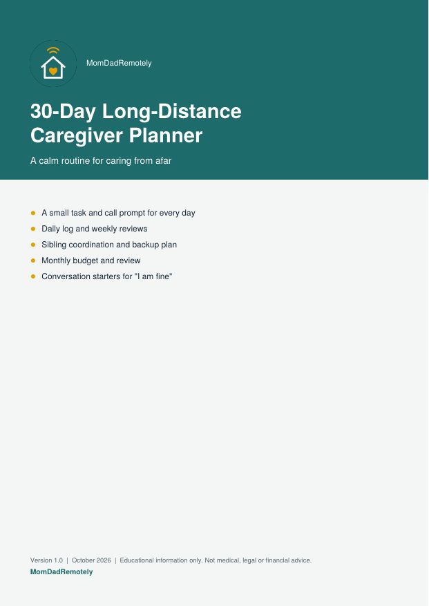 Cover of 30-Day Long-Distance Caregiver Planner